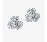 Fei Liu Peony Rhodium Plated Plated Cubic Zirconia Flower Stud Earrings PEO-925R-203-CZ00