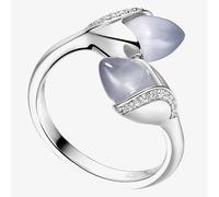 FEI LUI Magnolia Sterling Silver Double Stone Open Ring (M) MAG-925R-002-CEGY M
