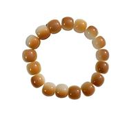 FEIAOPE Women's Elastic Bracelet, Chinese green white gradient resin bracelet Adjustable Smooth lucky jade men and women's summer Hanfu cheongsam accessories(Yellow)