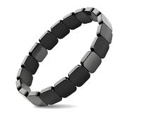 FeiatPogra 1 Pcs Natural Hematite Bracelet Men - Handmade Elastic Mens Wrist Bracelets, Classic Black Hematite Jewellery for Men, Hematite Bracelet for Men, Perfect Father’s Day Gift for Dad