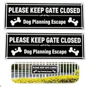 FeiatPogra 2 Pack Please Keep Gate Closed Sign, Self-Adhesive Beware of The Dog Sign, Waterproof Dog Warning Signs for Gates, Outdoor Dog Signs for Home Garden Farm Fence
