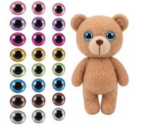 FeiatPogra 25 Pcs 15mm Safety Eyes with Washers for Soft Toys, Assorted Color Plastic Craft Eyes for Amigurumi, Doll Making, Stuffed Animals DIY and Crochet Projects