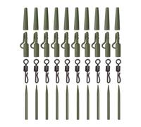 FeiatPogra 40Pcs Carp Fishing Lead Clips and Tail Rubbers Set, Complete Carp Rig Kit with Quick Change Swivels & Anti-Tangle Sleeves, End Tackle Accessories for Carp Anglers Safe Fishing