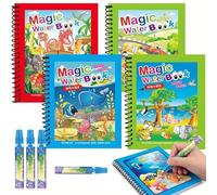 FeiatPogra 4Pack Magic Colouring Book for Kids, Reusable Cartoon Painting Book with 4 Pens, Educational Toys for Toddlers Age 2-6, Fun Art Activity Gift for Boys & Girls