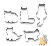 FeiatPogra 5 Pcs Cookie Cutters Set - Stainless Steel Cat Shaped Cookie Cutter for Baking, Easter Biscuit Cutters for Easter Baking Supplies, Holiday Baking Tools for Home Kitchen