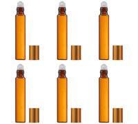 FeiatPogra 6 Pcs Roll On Perfume Roller Bottles for Essential Oils amber essential oil10ml Glass Roller Ball Bottle Refillable Empty Roller Bottles for Essential Oils Durable for Perfume