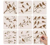FeiatPogra 9Pcs Bird Pattern Stencils for Painting, Plastic Flexible Stencils for Crafts Reusable, Multifunctional Drawing Template Set for Walls Spray Paint Wood Paper & Creative Projects