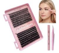 FeiatPogra Cluster Lashes Kit, Individual Eyelashes 520PCS with Lash Glue, False Eyelashes D Curl 10-16MM for DIY Eyelash Extensions, Reusable Natural Lash Clusters(60+100+120+150D)