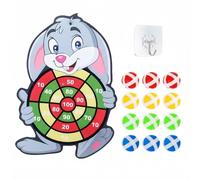 FeiatPogra Easter Bunny Dart Board Game Set for Kids - 42cm Large Easter Party Games with 15 Sticky Balls & Hook, Indoor Outdoor Family Toy Gift for Boys Girls Ages 3-11