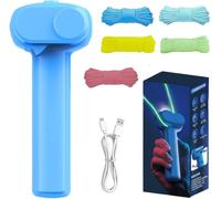 FeiatPogra Electric String Rope Launcher Toy with 5 Fluorescent Ropes Fidget String Launcher Toys for Kids, Handheld Pressure Reducer Cool Lasso Loop Stuff for Boys, Glow In the Dark Rope Toy