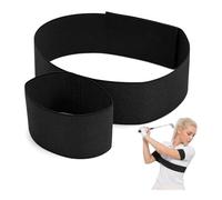 FeiatPogra Golf Swing Training Aid Arm Band, Swing Sync Trainer for Home & Driving Range Practice, Black Adjustable Motion Correction Belt (81x7.5cm, Bonding Area 35cm)