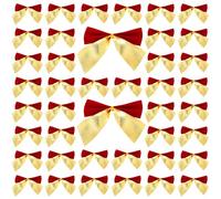 Feibety 120Pcs Christmas Ribbon Bows Ornaments Red and Gold Xmas Tree Bowknot Decoration Presents Wrapping Craft Supplies for Christmas Tree Glitter Wreaths Bows for Christmas Tree Decorations Bows