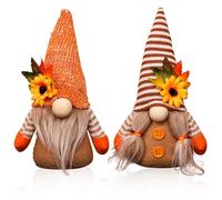 Feibety 2Pcs Autumn Gonk Decorations,Fall Harvest Plush Handmade Sunflower Maple Leaf Elf Dwarf Decor for Home Decor,Handmade Harvest Themed Decor for Farmhouse Holiday Home Kitchen Party