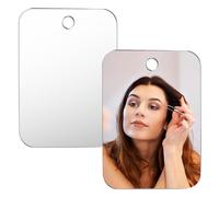 Feibety 2Pcs Shower Mirrors Anti Fog,Portable Fogless Wall Hanging Mirror for Shaving with Removable Suction Cup Hook Unbreakable Acrylic Bathroom Mirror for Shower,Travel,Camping,Gym & Makeup