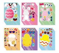 Feibety 36 Pcs Easter Stickers for Kids Easter Make-a-face Stickers Easter Party Games Stickers Easter Make Your Own Stickers with Eggs Bunny Chick 6 Styles for Kids Easter Party Decoration Supplies