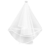 Feibety Bridal Veil Wedding Vails,2 Tier Women's Simple Short Wedding Veils for Brides with Comb for Brides Shower Bachelorette Hen do Night Party Costume Halloween First Communion