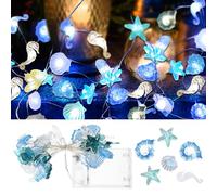 Feibety Fairy Lights Battery Operated,Ocean String Light Sea Shells Seahorse Conch Light Beach String Light 3m 30 LEDs String Lights Decorative Fairy Light for Indoor Outdoor Christmas Decoration