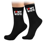 Feibety Novelty Funny Husband Socks,Soft Cotton I Love My Wife Socks Christmas Gift for Men Ideas Wedding Husband Groom Gift Funny Anniversary & Birthday Present