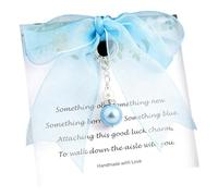 Feibety Something Blue for the Bride Wedding Bouquet Charms Elegant Blue Angel Charm with Congratulations Card Bridal Keepsake Gifts for Marriage Celebration Suitable as a gift for family members