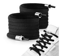 Feibmir 2 Pair Elastic Laces without Ties, Black Elastic Shoelaces with Metal Capsules