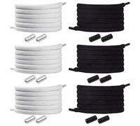 Feibmir 6 Pairs Elastic Shoe Laces for Adults and Kids, Black & White No Tie Shoelaces Fit Running and Sports Shoes