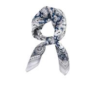 FEIBOON 100% Pure Mulberry Silk Scarfs 26"x26" Square Scarf Women Neckerchief Headscarf hair scarf bandana Gift Packed, Blue Cashew, 21in