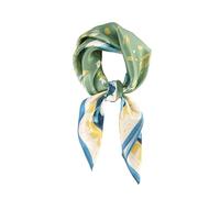 FEIBOON 100% Pure Mulberry Silk Scarfs 26"x26" Square Scarf Women Neckerchief Headscarf hair scarf bandana Gift Packed, Blue-green-white, 21in