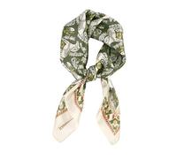 FEIBOON 100% Pure Mulberry Silk Scarfs 26"x26" Square Scarf Women Neckerchief Headscarf hair scarf bandana Gift Packed, Olive Green Horse, 21in