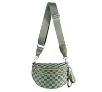 FEIBOON Spacious Checkered Nylon Crossbody Bag Bum Bag Checkered Handbags Wallets for Women, Bean Green Checkered-2, L