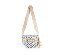 FEIBOON Spacious Checkered Nylon Crossbody Bag Bum Bag Checkered Handbags Wallets for Women, Colorful White Checkered