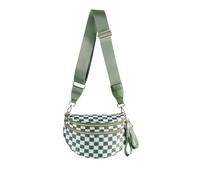 FEIBOON Spacious Checkered Nylon Crossbody Bag Bum Bag Handbags Wallets for Women, Olive Green Checkered