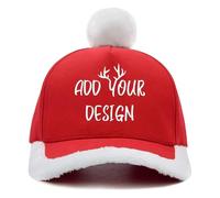 FEICANSEN Custom Christmas Santa Baseball Hat Embroidered Santa Claus Costume hat with Fuzzy Fur Pom