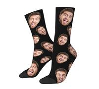 FEICANSEN Custom Face Socks with Photo, Personalised Socks with Dog Pet Picture Print Customised Unisex Crew Sock Gifts for Men Women