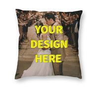 FEICANSEN Personalised Cushion Double-Sided Printing Custom Pillow Photo Personalized Photo Throw Pillow with Image/Text, DIY Pet Photo Pillow,Wedding Keepsake Throw Pillow, Birthday Gift (55X55 cm)