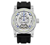 FEICE Automatic Mechanical Watch Skeleton for MenWatch Titanium Steel 50M Waterproof Mens Wristwatch Luminous Analog Watches No Battery Silicone Strap,FM501, Black, fashion outfit