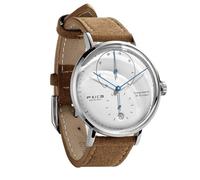 FEICE Bauhaus Watch Men's Automatic Watch Mechanical Watches Analog Leather Strap Casual Dress Watches for Men with Domed Mirror - FM202 (Silver)