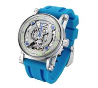 FEICE FM501 Skeleton Automatic Analogue Men's Watch with Silicone Strap Stainless Steel Diameter 44 mm, blue, Modern