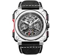 FEICE FM507 Men’s Automatic Skeleton Watch Mechanical Calendar Mens Wristwatch Black Leather Strap Square Sport Luminous Clock Watches 10ATM Waterproof Sport Watches for Men.