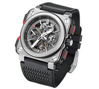 FEICE FM507 Men's Automatic Skeleton Square Wrist Watch, Black | Mechanical Watch, Sapphire Glass, Engraved Black Dial, Luminescent, Water Resistant 10 ATM