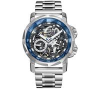 FEICE FM511 Men's Automatic Skeleton Watch, Luxury Sapphire Crystal Glass Blue Dial Luminous Hands, 5ATM Waterproof Sport Wristwatch with Silicone Strap for Men, Casual Mechanical Watches for Men