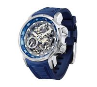 FEICE FM511 Men's Automatic Skeleton Watch with Blue Rubber Strap Stainless Steel Case 46 mm, blue, Modern