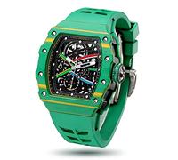 FEICE Men's Automatic Watch Sapphire Glass Green Skeleton Mechanical Watches Fluorine Rubber Strap Waterproof Sport