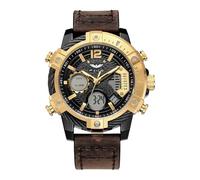 FEICE Men's Chronograph Sport Watch Japanese Quartz Analog-Digital Waterproof Watches Multifunctional Luminescent Industrial Style Punk Watch, Multicolor-Gold