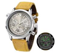 FEICE Men's Waterproof Chronograph Quartz Watch - Luxury Silver Dial, Luminous Hands, 24-Hour Display, Date Calendar, Leather Strap Watches for Men-FK812YYZ-1