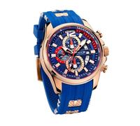 FEICE Men's Wristwatches Sport Waterproof Chronograph Analog Quartz Watch Wtih Rubber Strap Fashion Luminous Dress Watch Business Clock Luxury Watches for Men FK037, Blue, Quartz Watch,Chronograph