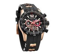 FEICE Men's Wristwatches Sport Waterproof Chronograph Analog Quartz Watch Wtih Silicone Strap Casual Fashion Luminous Dress Watch Business Clock Luxury Watches Elegant Gift for Men FK220-Black, Black