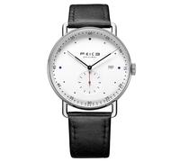 FEICE New Men's Automatic Watch Unisex Classic Minimalistic Mechanical Watch Curved Mirror Waterproof Casual Dress Watches with Leather Bands -FM506 (1-White)