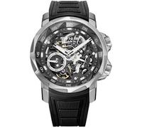 FEICE Watches for Men Automatic Skeleton Watch Waterproof Sapphire Crystal 5ATM Waterproof Wristwatch Anti Shock Luminous Display Business Wristwatch Silicone Strap, FM511, Black