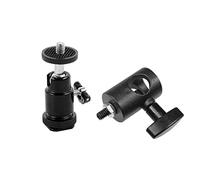 FEICHAO 1/4 Screw Gimbal Bracket Extension Clip Holder Hot Shoe Mounting for DSLR Camera Monopod Flash Light (Ball Head Bracket+Light Stand Adapter)
