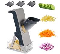 FEICO Safe Mandoline Slicer for Kitchen, Adjustable 0.5-8 mm, Stainless-Steel Blades, Anti-Slip, Dishwasher-Safe Handheld Mandoline Slicer, Compact Mandoline Food Slicer